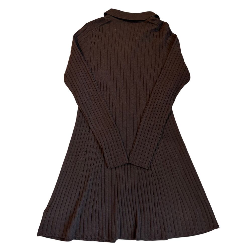 GAP Chocolate, Ribbed, Collared, Henley, Long Sleeve Sweater Dress- M - Picture 2 of 8